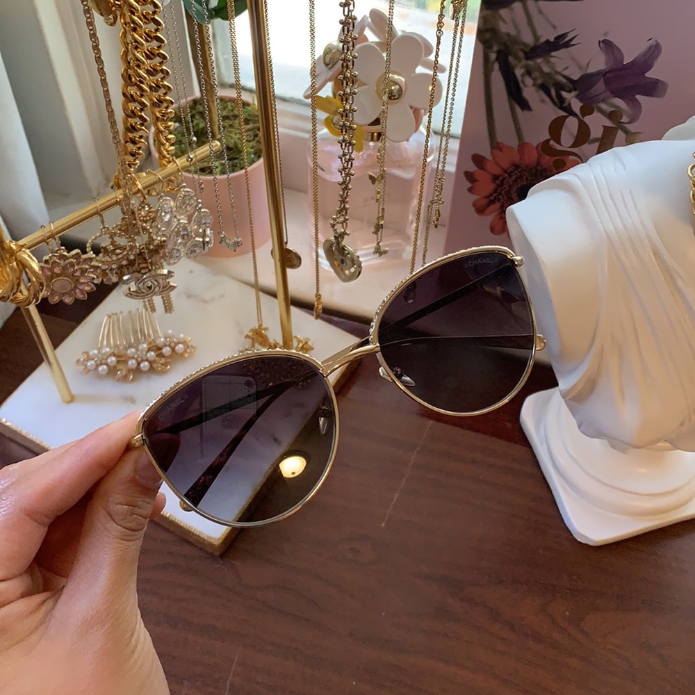 Chanel butterfly gold sunglasses